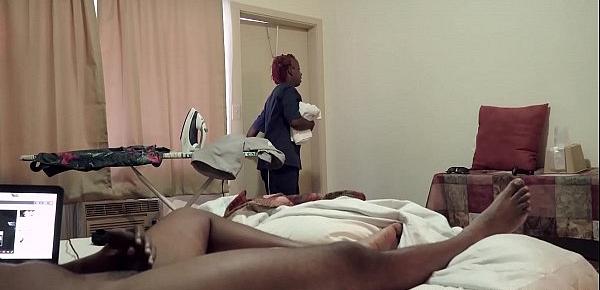  NICHE PARADE - Young Ebony Housekeeper Jerks Me Off In Hotel Room